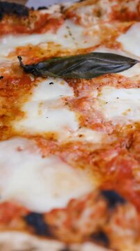 Italian pizza with cheese close-up