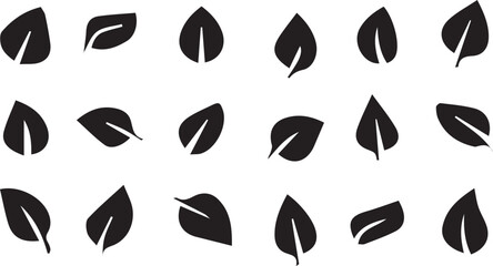Leaf icons in black, flat style vector illustration