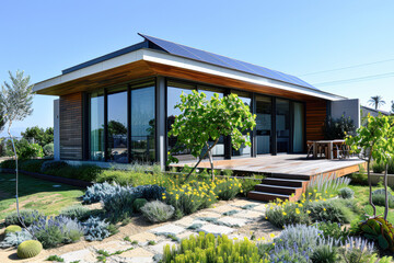 Fototapeta premium A large house with a large yard and a lot of plants