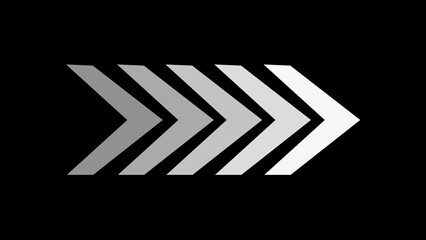  Abstract right direction concept icon white color 4k illustration on black background. 