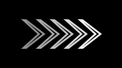  Abstract right direction concept icon white color 4k illustration on black background. 