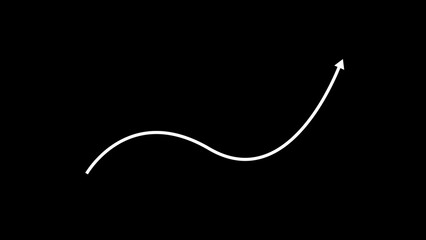 business graph chart icon  white color 4k illustration on black background.  growth concept white arrow.