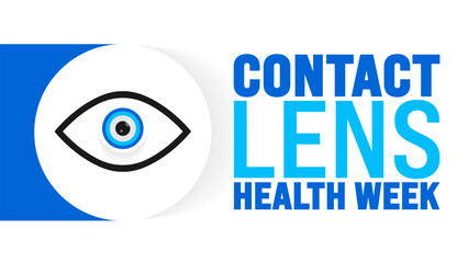 Contact Lens Health Week is observed every year in August. Holiday concept. Template for background, banner, card, poster, placard, design template with unique shapes with standard color.