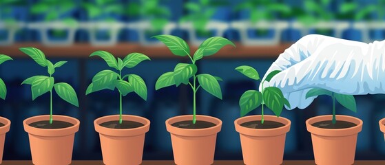 Breeding progress, innovative horticultural solutions, flat design illustration