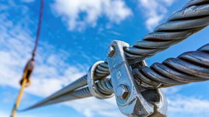 Adjustable device for cable tension with blue sky background