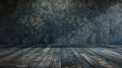 High quality 3D, studio backdrop to use for advertising with empty space for product. Part of basement, wall and floor that was flooded and looks old moldy