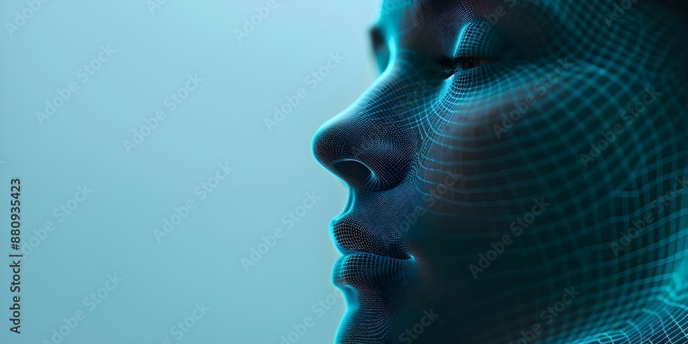Poster enhancing security with facial recognition biometric authentication. concept biometric authenticatio