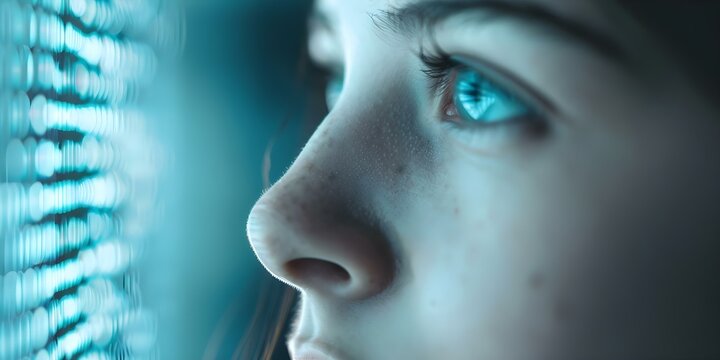 Future society relies on face check technology for real-time identity verification and trustworthiness. Concept Biometrica, Facial Recognition, Identity Verification, Trustworthiness, Future Society