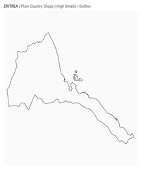Eritrea plain country map. High details. Outline style. Shape of Eritrea. Vector illustration.