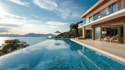 Luxurious villa with infinity pool overlooking the sea.