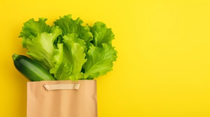 A bag of vegetables including lettuce and zucchini