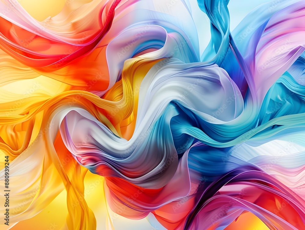 Poster mesmerizing swirls of vibrant iridescent gradient colors in abstract digital art