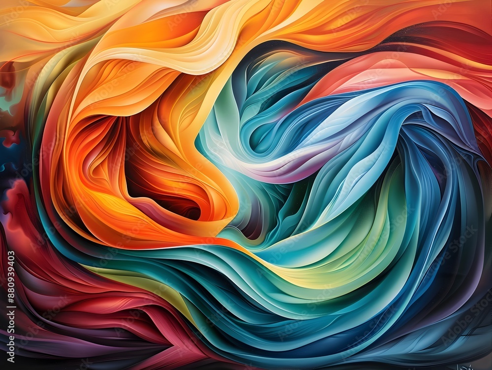 Aufkleber vibrant swirling abstract artwork with gradient hues and dynamic patterns