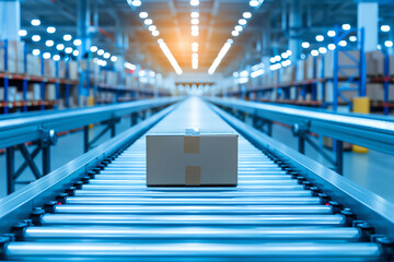 Automated sorting lines in a large warehouse, high-speed logistics, modern inventory technology