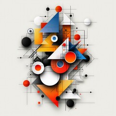 Fototapeta premium Abstract geometric composition colorful shapes lines white background