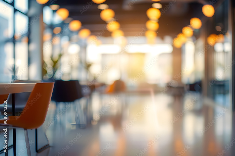 Poster blurred empty open space office abstract light bokeh at office interior background for design