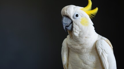 "Majestic Cockatoo: Portrait of Elegance in Studio Setting"