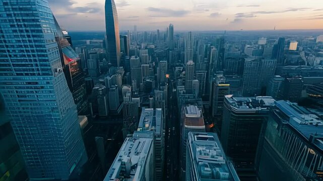 Whizzing around towering skyscrapers FPV hyperspeed gives a glimpse of a bustling metropolis below.
