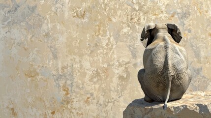 the elephant is sitting on a rock
