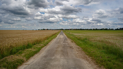 paysage de campagne l'été avec un ciel orageux