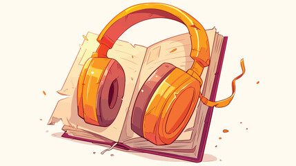 Audio book vector sketch icon isolated on background.