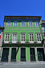 The characteristic and colorful buildings in Braga, Portugal.