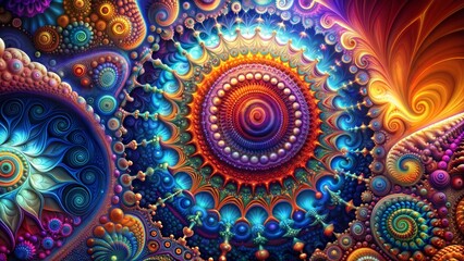 A colorful, abstract painting of a flower with many different colors
