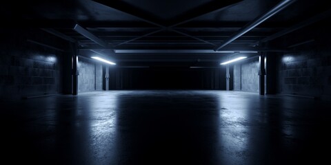 Grunge Sci Fi Concrete Background Cyber Clean Empty Studio Tunnel Corridor Dark Cement Asphalt Light Glow Parking Hangar Warehouse Underground 3D Rendering