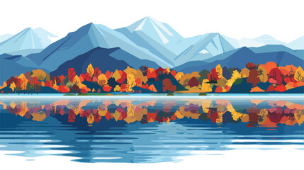 Autumn panorama view mountainous vistas with vibrant