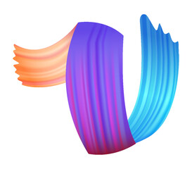 Brushstroke multicolor gradient texture. Brush ribbon isolated on white. Design element of wavy curly brush paint stroke. Watercolor trace or abstract colorful smear vector cartoon illustration