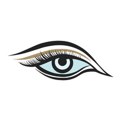 A brownish black and blue colored eyes