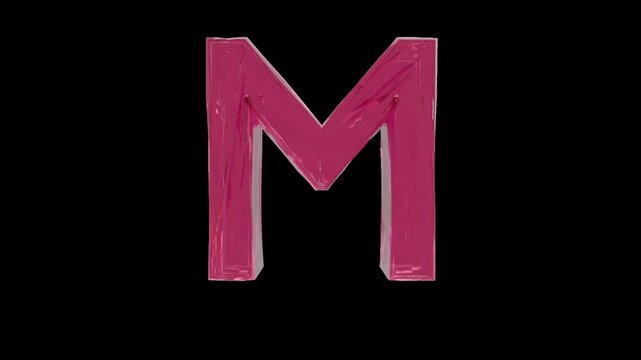 strawberry jelly alphabet,  capital letter M on the transparent background