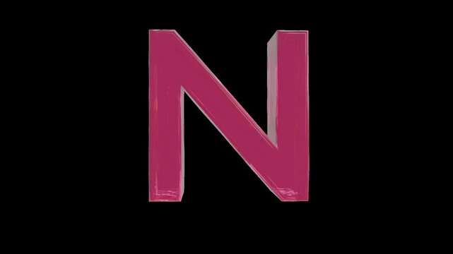 strawberry jelly alphabet,  capital letter N on the transparent background