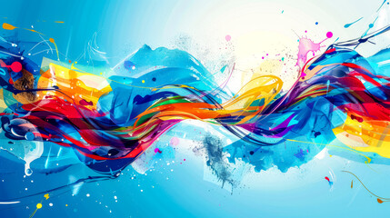 Fototapeta premium Abstract colorful wave design on blue background