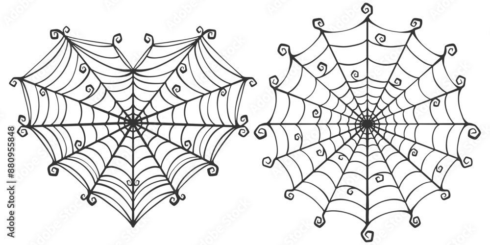 Sticker vector set of spider web on white