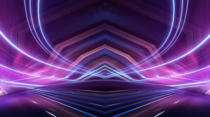 Light neon tunnel, abstract neon background.