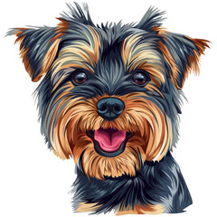 Naklejka premium The Yorkshire Terrier, or Yorkie, is a small but spirited dog breed with a long, silky coat. They are affectionate, and make excellent companions, especially in urban settings. AI generation.