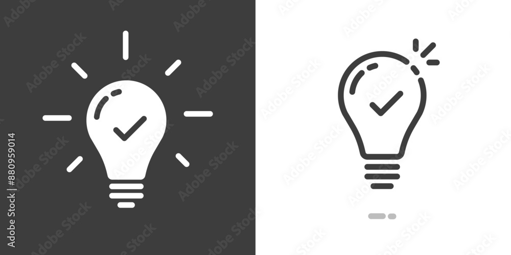 Aufkleber insight tip light bulb icon vector simple pictogram graphic set, smart fact line outline stroke art 