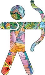 Archer Sagittarius icon. Abstract hand drawing.