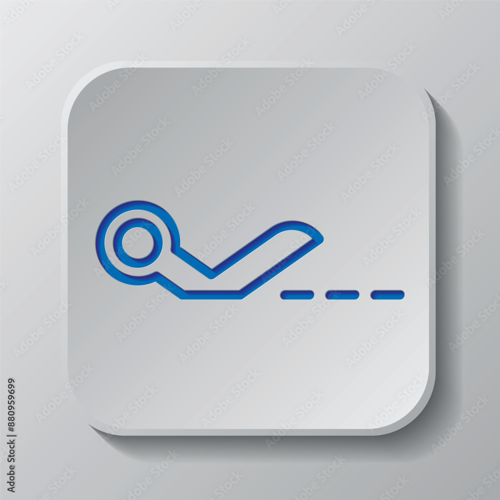 Poster half scissors with cut line simple icon vector. flat design. paper cut design. cutted blue symbol wi