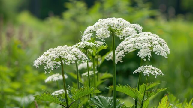 Stock photo of giant hogweed with space for text