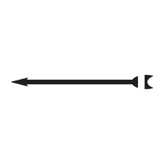 Silhouette of a bow arrow icon. Simple straight arrow isolated on a white background. EPS 10/AI