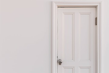 Closed White Door with Metal Doorknob on Minimalist Wall