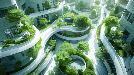 Innovative urban design integrating green spaces and smart building technologies
