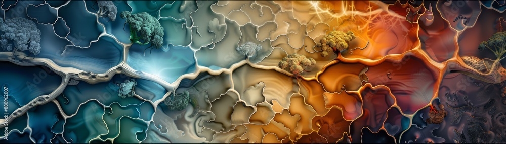 Poster abstract colorful fractal pattern with vibrant textures and intricate details, ideal for background 