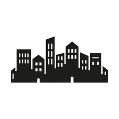Fototapeta premium City icon. Black silhouette. Horizontal front view. Vector simple flat graphic illustration. Isolated object on a white background. Isolate.