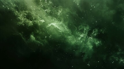 Fototapeta premium Mysterious Green Smoke Cloud with Sparkling Particles