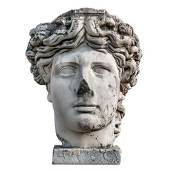 Classical sculpture of a mythological character with intricate details, isolated on transparent background