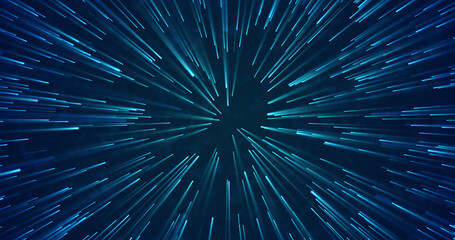 Obraz premium Anime speed lines. Space galaxy universe opening portal speed lines bg. Light beam outer space forward traveling futuristic bg. Journey powerful spaceship boosting. Hero jet information star track