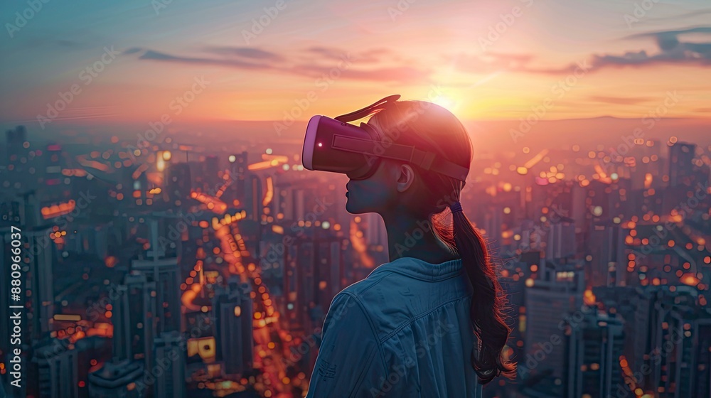 Wall mural virtual reality simulation of smart city technologies improving accessibility and inclusivity